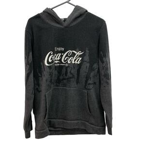 Coca Cola Unisex Adult Gray Wet Look Pullover Hoodie Sweatshirt Size Large​​​​
